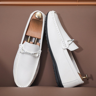 Sand Chi Men's Shoes Casual Shoes Men's Leather Shoes Trendy Shoes All-match Loafers Bean Shoes Soft Bottom Environmental Protection