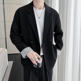 Spring and Autumn New Style Men's Lightly Mature, Cool and Casual Versatile Solid Color Suit Fashionable Top Trendy Loose Suit Jacket