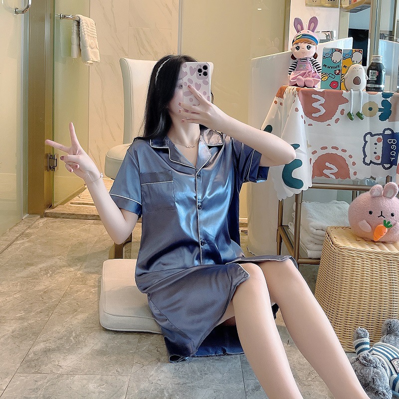 셔츠 원피스 안개 블루