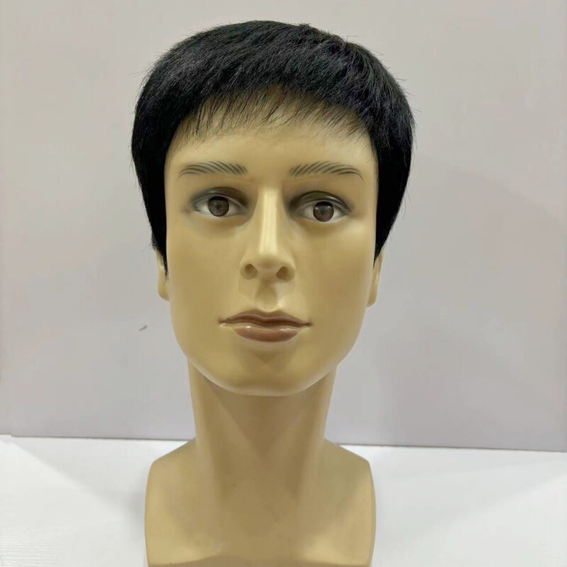 Men's Real Hair Natural Black Full Human Silk Hair Fashion Men's Wig Full Top Headgear Dad Hairstyle Factory Men's Real Hair Natural Black Full Human Silk Hair Fashion Men's Wig Full Top Headgear Dad Hairstyle Factory