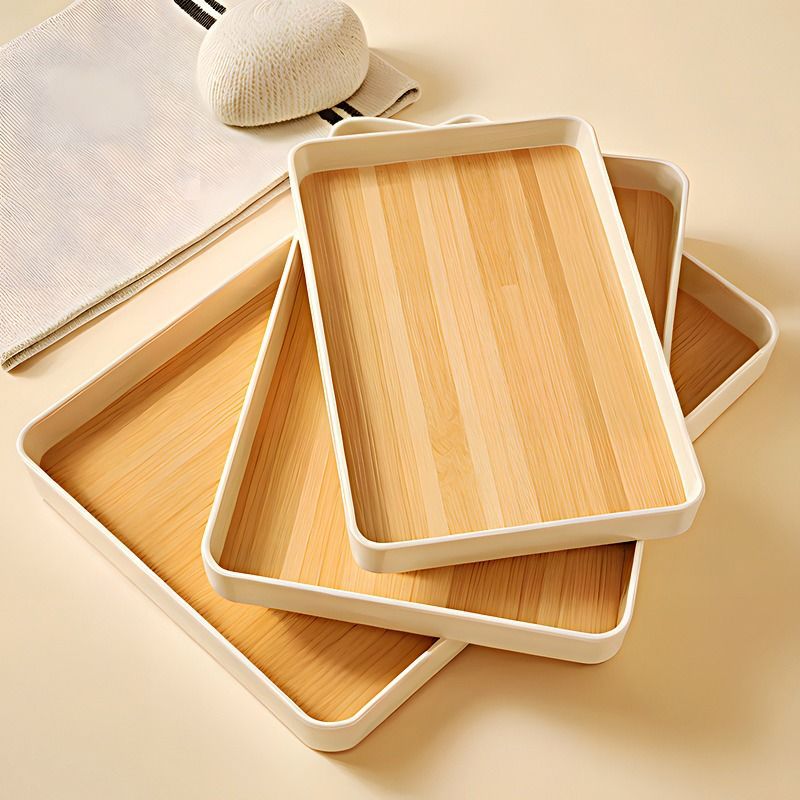 Bandeja de imitación de madera, red creativa para el hogar, taza de té de viento, plato, plato de plástico nórdico, plato de fruta, plato de té