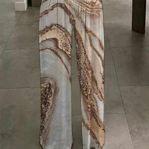 product - wholesale Women Clothing Printed Lace Stitching Sleeveless round Neck Loose Casual Jumpsuit Trousers - 3