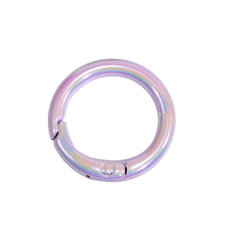 Color hebilla de resorte anillo de chapado uv anillo de división anillo de resorte llavero accesorios de bricolaje anillo de conexión de aleación