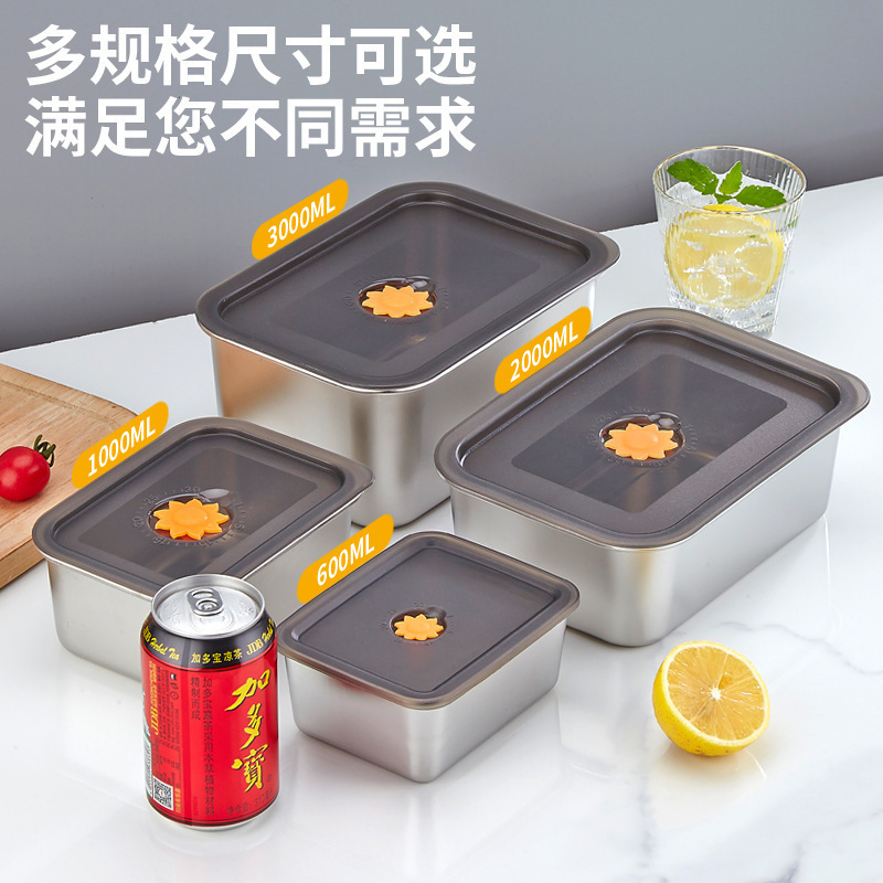 316ステンレス製タッパー収納ケース密封蓋付き業務用露店ピクニック弁当箱冷蔵庫専用ケース|undefined