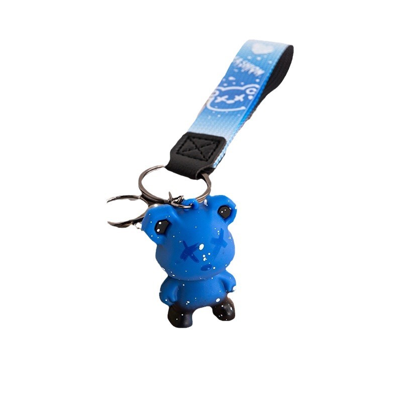 Creativo, colorido, violento, muñeca de oso de dragón, método de lucha de perros, llavero de muñeca de moda, llavero de personalidad de coche