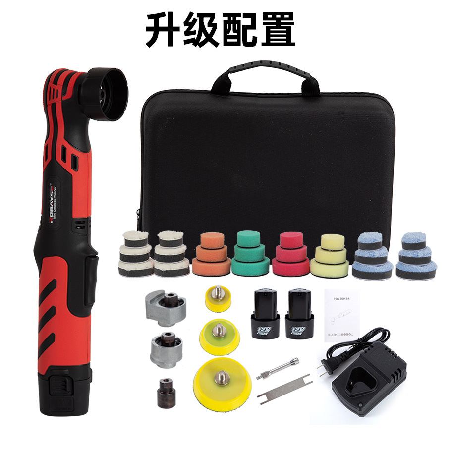 Detalle inalámbrico máquina de pulido doble batería de litio 12V cepillo de dientes máquina coche belleza esquina pulido Herramienta de procesamiento 6 engranaje ajuste
