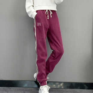 Autumn and winter outdoor fleece pants women's double-sided fleece casual pants warm toe sports pants solid color toe pants can be used for hair