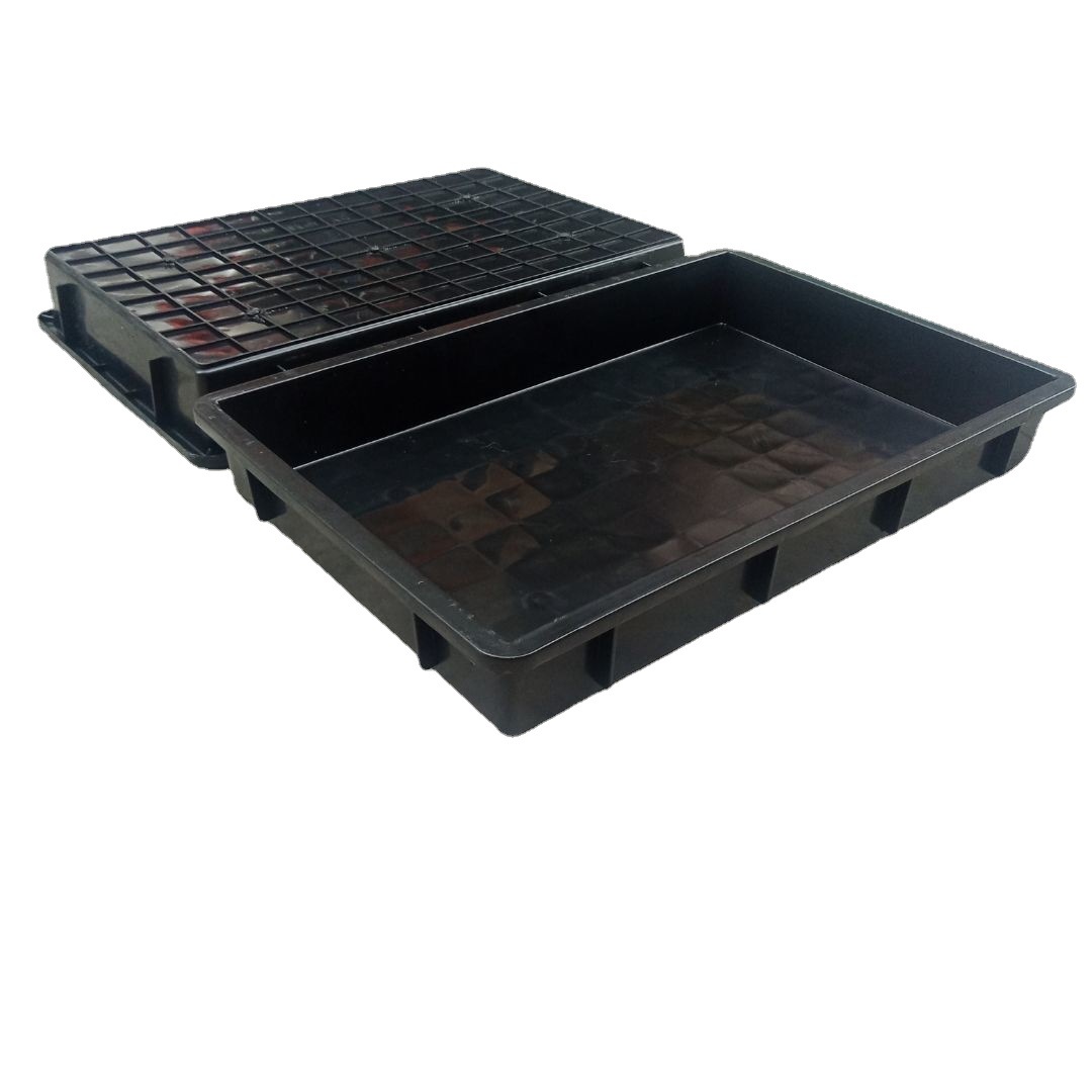 批发黑色防静电方盘560*370*80mm五金电子运输用方盆加厚浅盆