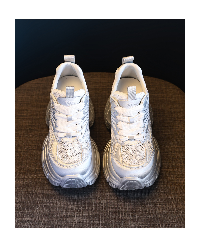 Giày sneaker chunky đế dày tăng chiều cao lưới thoáng khí mùa hè nữ HS9157-66 — Màu trắng chi tiết 19