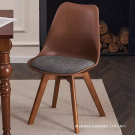 实木布艺家用餐椅靠背椅卧室电脑椅化妆椅简约北欧风洽谈会议椅