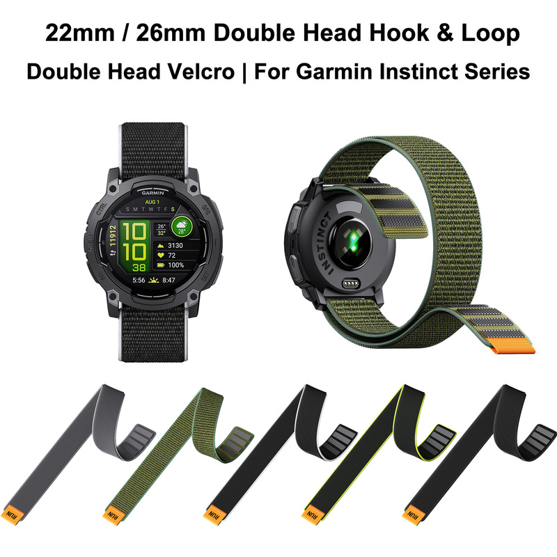 Cross-Border Exclusive Supply Garmin Instinct Nylon Double-Ended Velcro Strap Pt11 Woven Loop Wristband 22mm 26mm