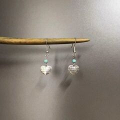 Vintage古着 Turquoise love耳环小众设计做旧款爱心吊坠字母耳钩