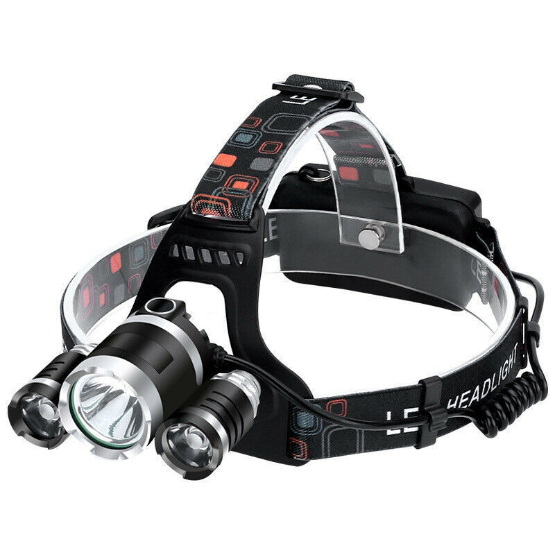 跨境外贸3LED/5LED头灯 多功能T6强光充电头灯 三灯/五灯飞机灯