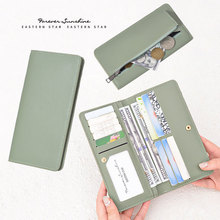 跨境新款RFID防盗刷女士钱包PU纯色超薄信用卡包拉链搭扣长款钱包