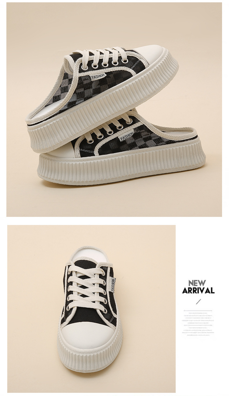 Τα γυναικεία εξωτερικά ενδύματα με διχτυωτές μύτες και μισές παντόφλες είναι μοντέρνα το καλοκαίρι του 2023, νέες χοντρές σόλες, χωρίς τακούνι και λευκά παπούτσια για τεμπέληδες_voghion.com