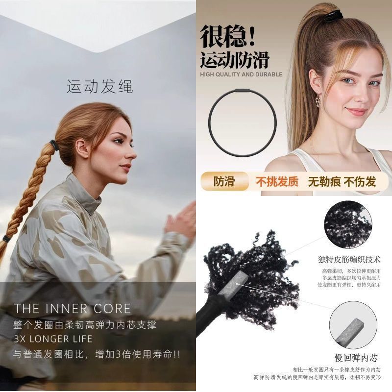 高弾性と耐久性のある女性用黒ヘッドバンド、スポーツ縄跳び、滑り止めヘアバンド、髪を傷つけない、ゴムバンド、ランニングヘアバンド、夏用帽子|undefined