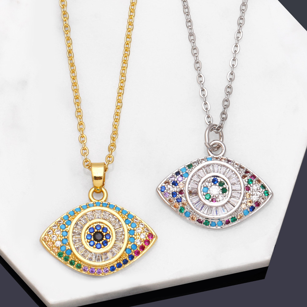 Fashion Devilu0027S Eye Copper Pendant Necklace Inlay Zircon Copper Necklaces