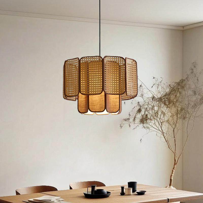 Wabi-Sabi Style Japanese New Chinese Retro Restaurant Lamp Tea Table Dining Table Decoration Tea Table Shop Commercial Rattan Zen Lamp