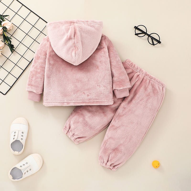 Wholesale Baby Pink Hooded Tops Pants Two-piece Set Nihaojewelry display picture 2