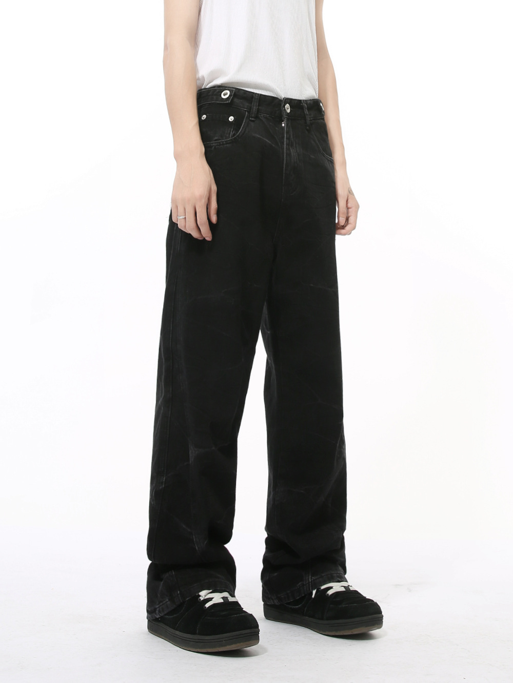 MTLCLOTHES Hombres| Nuevos productos de otoño, pantalones jeans teñidos individuales, pantalones rectos largos y sueltos para hombres y mujeres