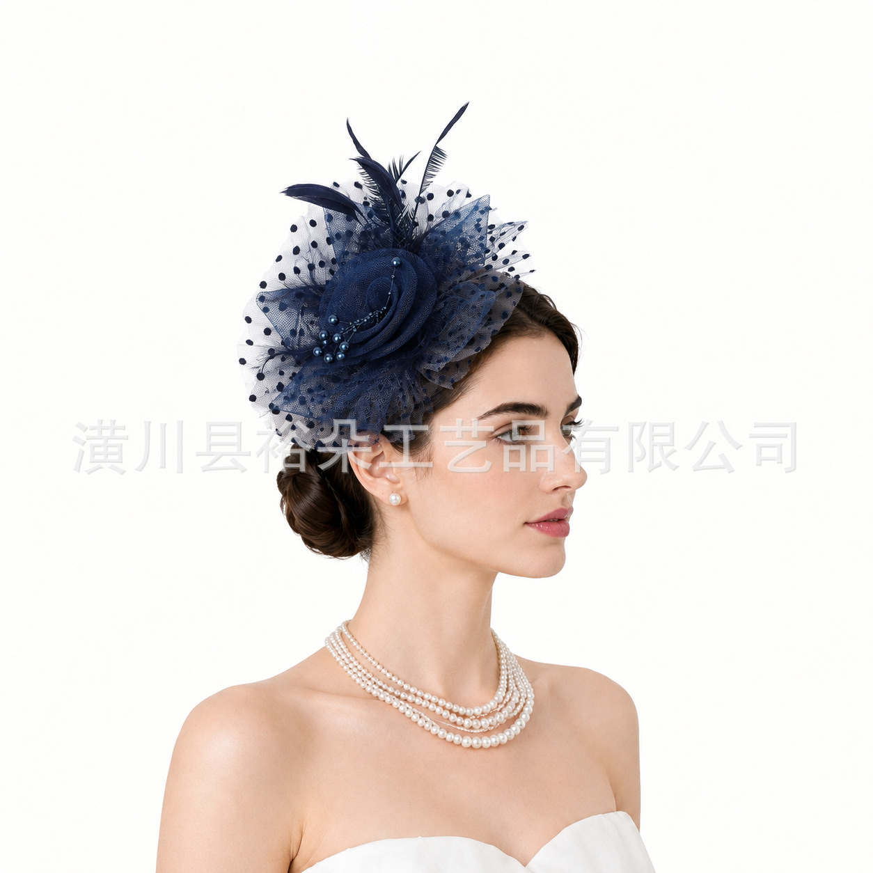 Amazon's best-selling feather headpiece, European and American bridal hair accessory, head flower, horse racing festival headpiece, vintage mesh hair accessory wholesale
