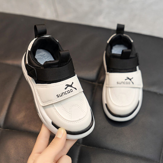 Children's sneaker leather 2024 Spring and Autumn new boys and girls toddler shoes boys' non-slip casual running shoes