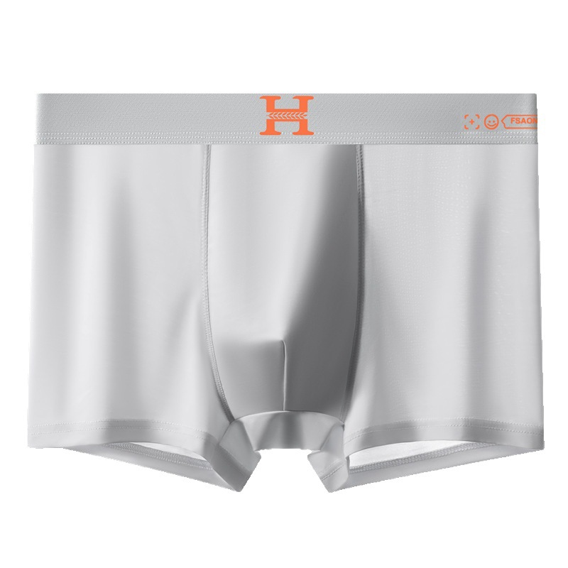 Ropa interior de seda de hielo para hombres, pantalones bóxer para niños, antibacterianos y sin costuras, pantalones cortos bóxer finos de verano transpirables, bragas para hombres
