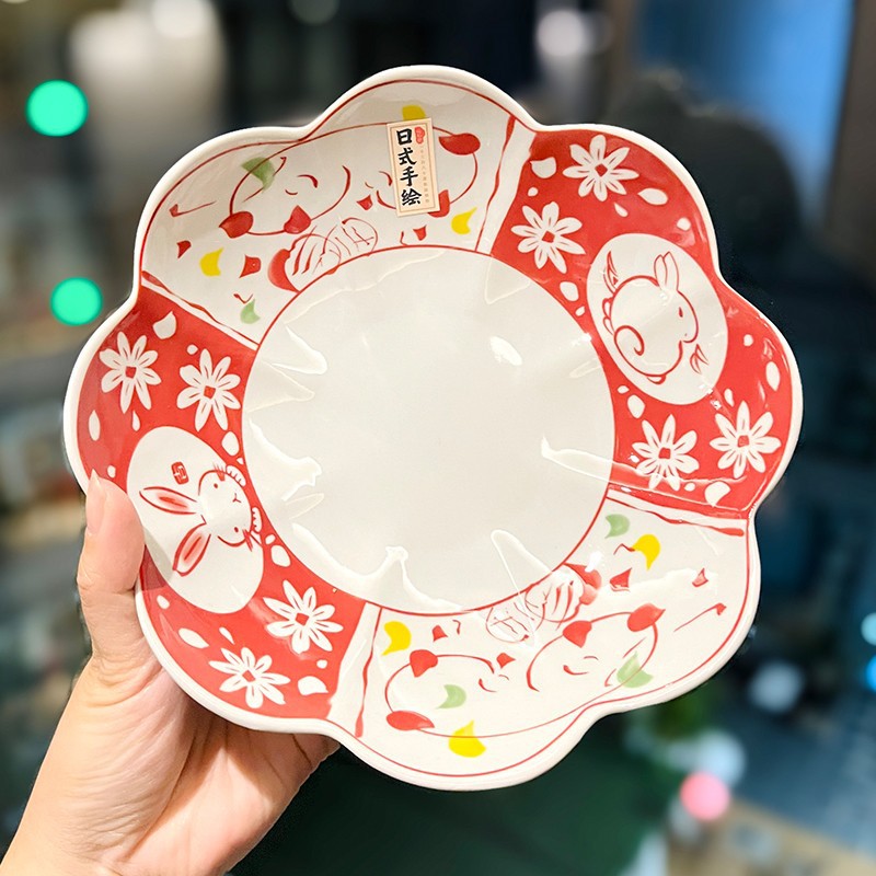 8.5inch 사쿠라 접시-빨간 토끼 (32개/상자) 지름 20.7cm, 높이 5.5cm