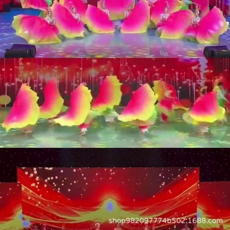 Веер «Рыбья кость» с 60 костями — 25 плавающих огней для танца открытия гала-концерта весеннего фестиваля, красочный реквизит для танца открытия, большой веер.