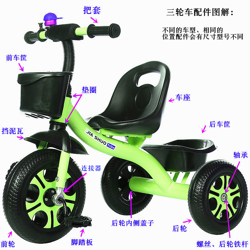 Accesorios de automóviles infantiles ruedas tricicletas infantiles cochecito de bebé auto-bicicleta neumáticos traseros espuma ruedas delanteras
