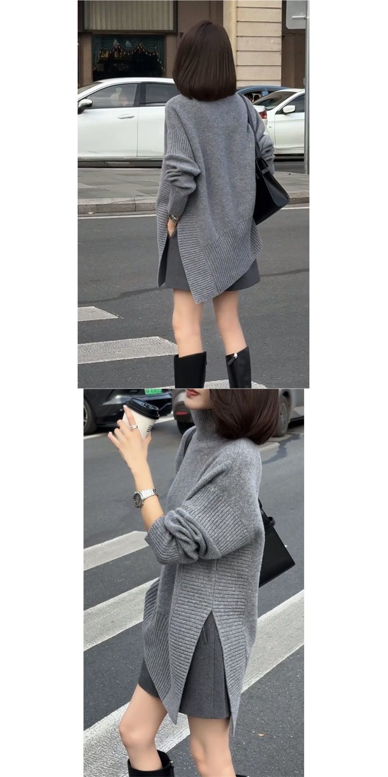 ChicShe Neuer koreanischer Winter-Pullover im lockeren, figurformenden Stil, unregelmäßig gestrickt, lässiges und vielseitiges Shorts-Zweiteiler-Set_voghion.com