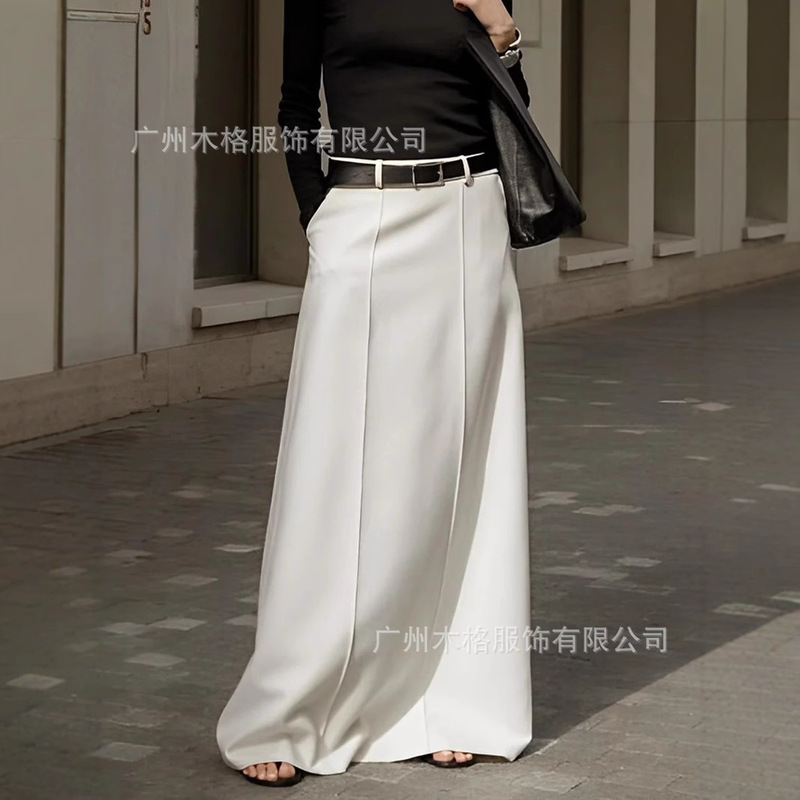 2025 European and American cross-border new ladies fashion texture swing long skirt high waist skirt solid color large swing overskirt 2025 European and American cross-border new ladies fashion texture swing long skirt high waist skirt solid color large swing overskirt