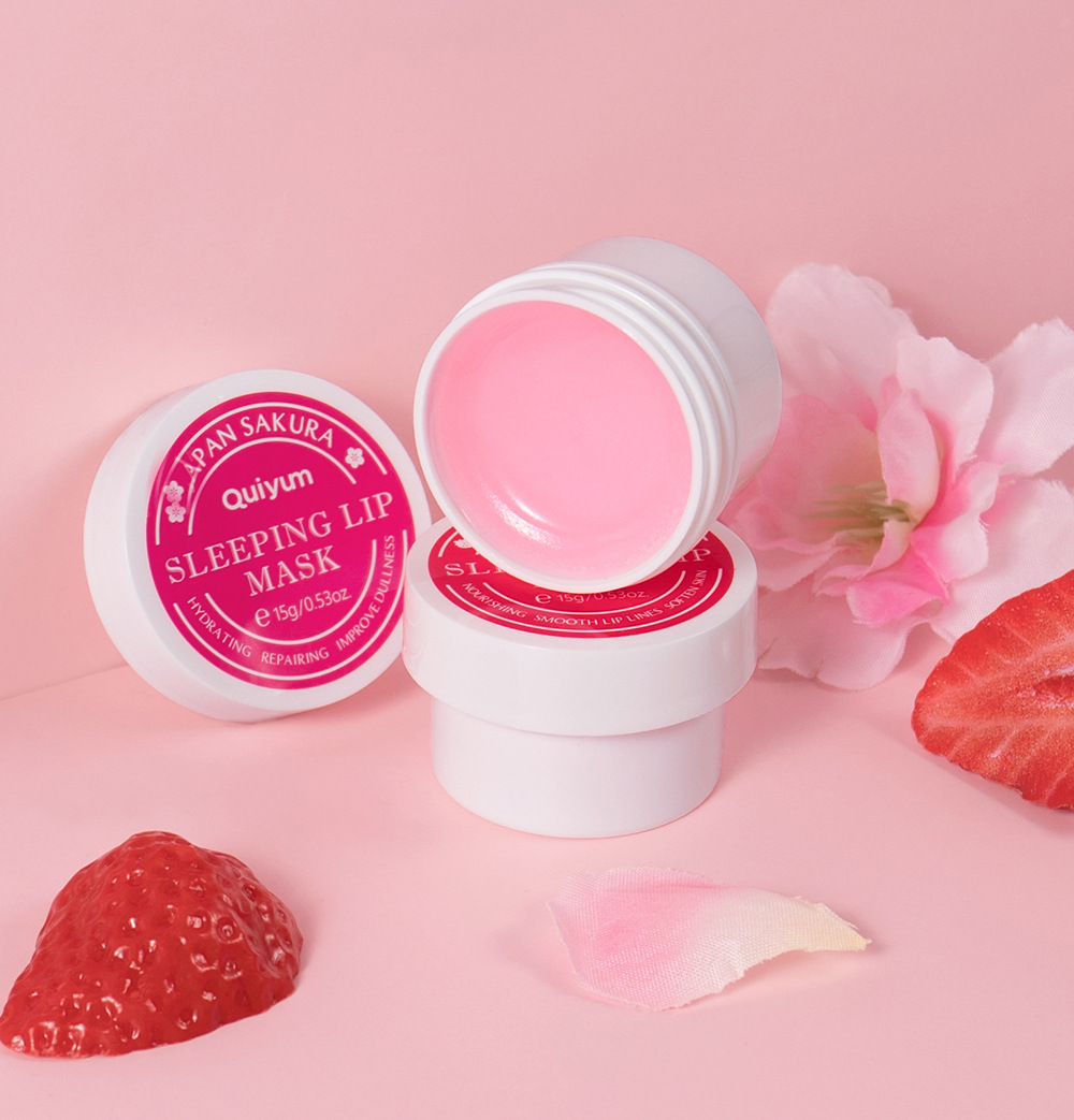 Cross-border QUIYUM Strawberry Sleep Lip Mask 15g Hydrating and moisturizing Lipstick Softening Keratin Moisturizing Factory wholesale undefined
