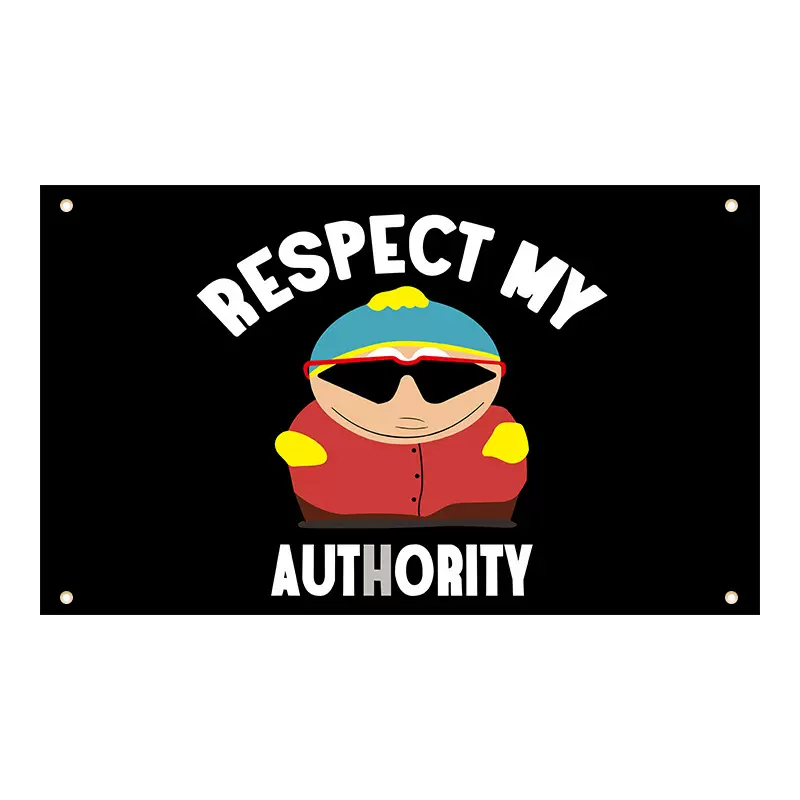 跨境外贸亚马逊趣味背景布旗帜工厂横幅现货RespectMYAuthority旗