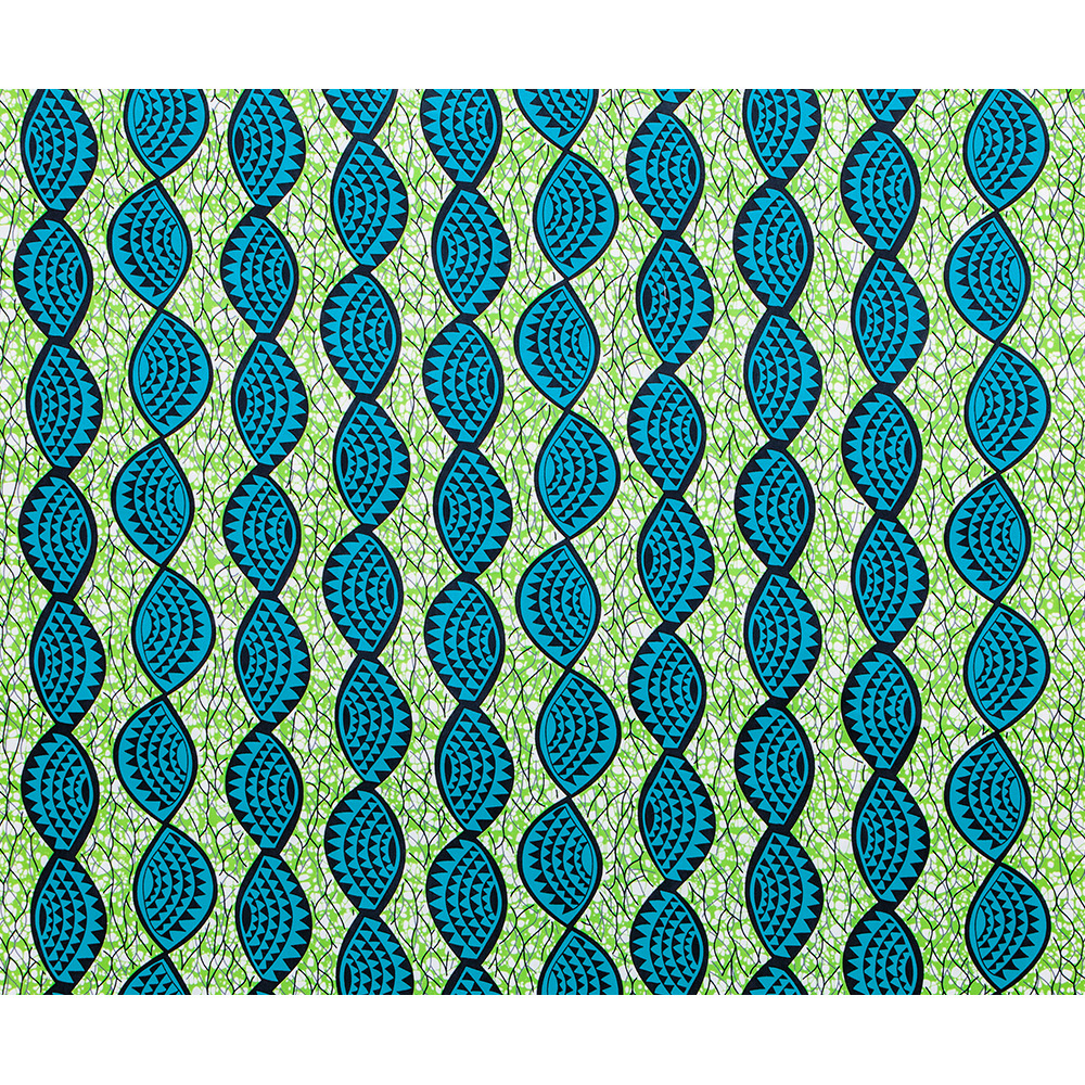 跨境民族风格面料非洲绿色印花蜡染涤纶面料African wax亚马逊