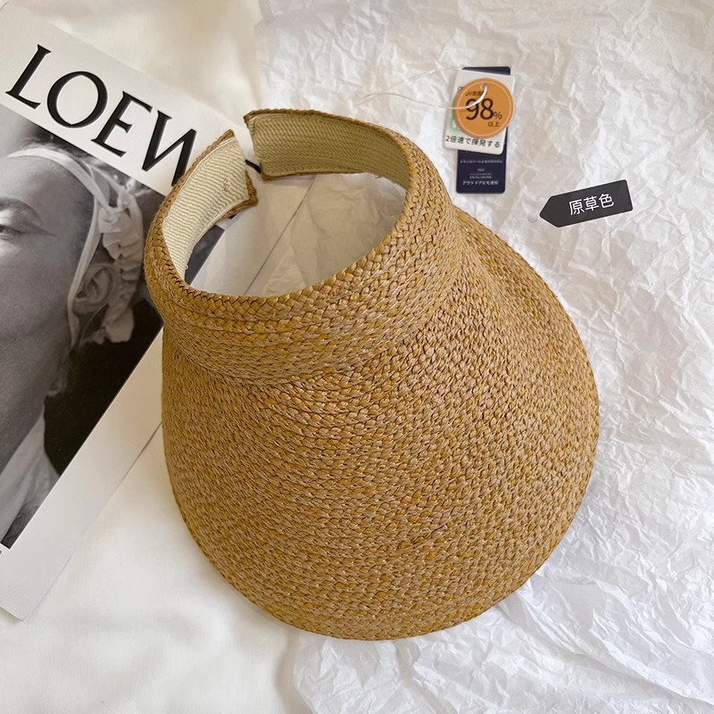 Sombrero de paja UV verano estilo coreano, ala ancha, antiviento, protector solar