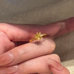 闪耀雪花八芒星戒指女小众简约轻奢高级感百搭气质甜美时尚指环