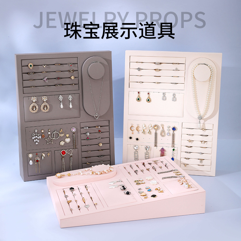 Gabinete cabina combinado conjunto de estantes de joyería de lujo ligero placas de joyería tienda de anillos pulseras collares pendientes marco multipropósito
