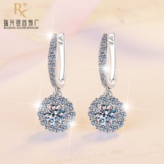 メーカー卸売 s925 スターリングシルバーイヤリングフラワーイヤリングハイエンドファッションイヤリングモアッサナイトイヤリングクロスボーダー供給