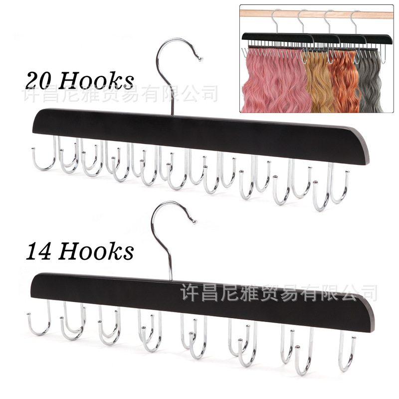 Solid Wood Wig Hook, Rotatable 14 Hooks, 20 Hooks, Multi-Functional Hook, Double-Sided Wig Display Stand Solid Wood Wig Hook, Rotatable 14 Hooks, 20 Hooks, Multi-Functional Hook, Double-Sided Wig Display Stand