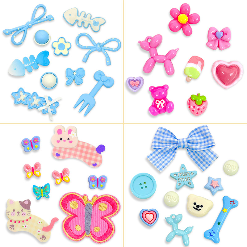 洞洞鞋diy树脂配件卡通立体花朵奶油胶手机壳发夹配饰材料批发