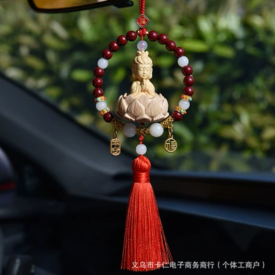 Buddha Beads, 18-Seed Peace Charm – Car hanging - peace-blessing-guanyin-red