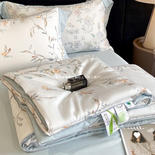 Class A 100-piece Tencel Summer Quilt Four-piece Double-sided Ice Silk Cool Summer Quilt Machine Washable Water Conditioner Thin Quilt