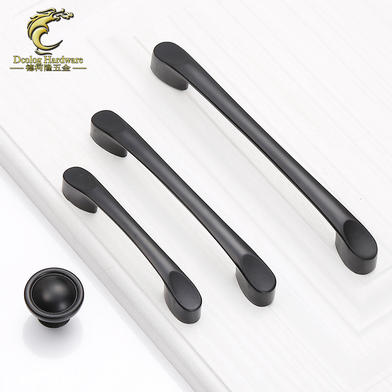 貝嘉特典雅鋅合金黑色櫥櫃抽屜把手簡約歐式實心單孔衣櫃酒櫃拉手