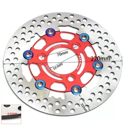 Motorcycle Electric Motorcycle Floating Brake Disc Colorful Ventilated Perforated Disc Brake Rotor 220*70mm Modified Brake Disc in Stock (Other Electric Vehicle Accessories) - red-22070