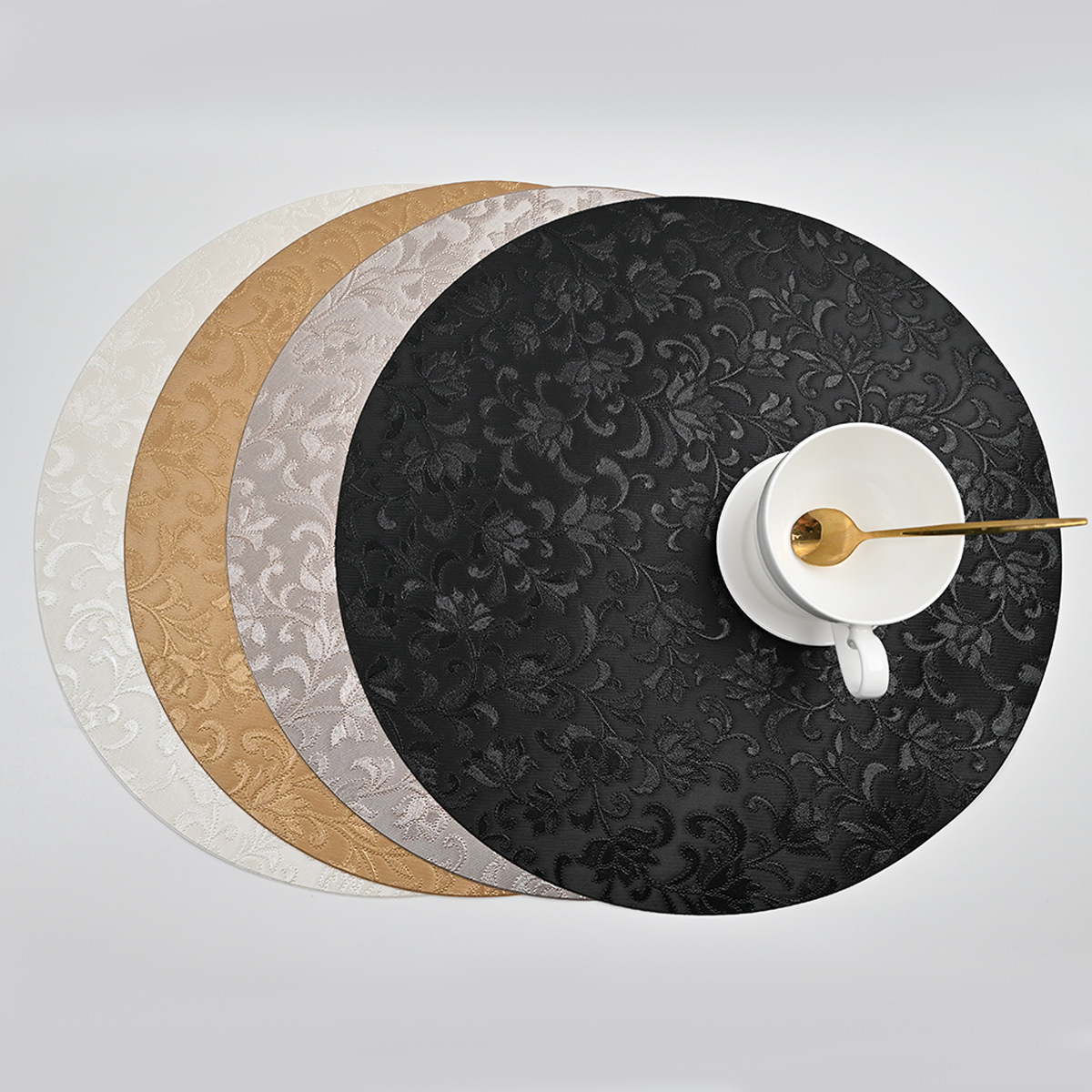 Cojín de cuero bordado imitación cojín de PVC cojín occidental de lujo ligero nórdico retro impermeable aislamiento térmico cojín de mesa restaurante hotel al por mayor