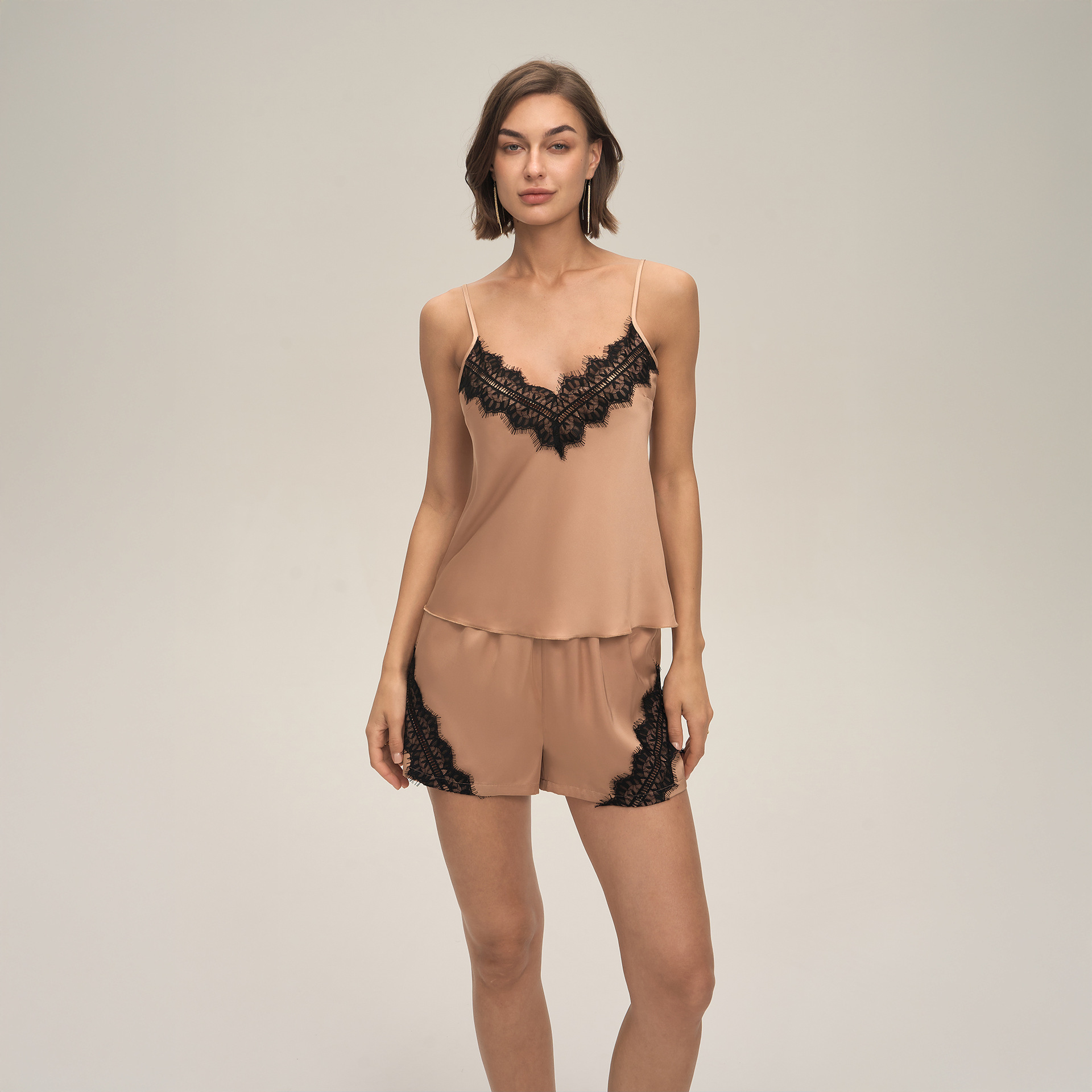 New European and American Cross-Border Summer Home Casual and Comfortable Suspender Shorts Suit Home Wear Women's Pajamas Dt3932