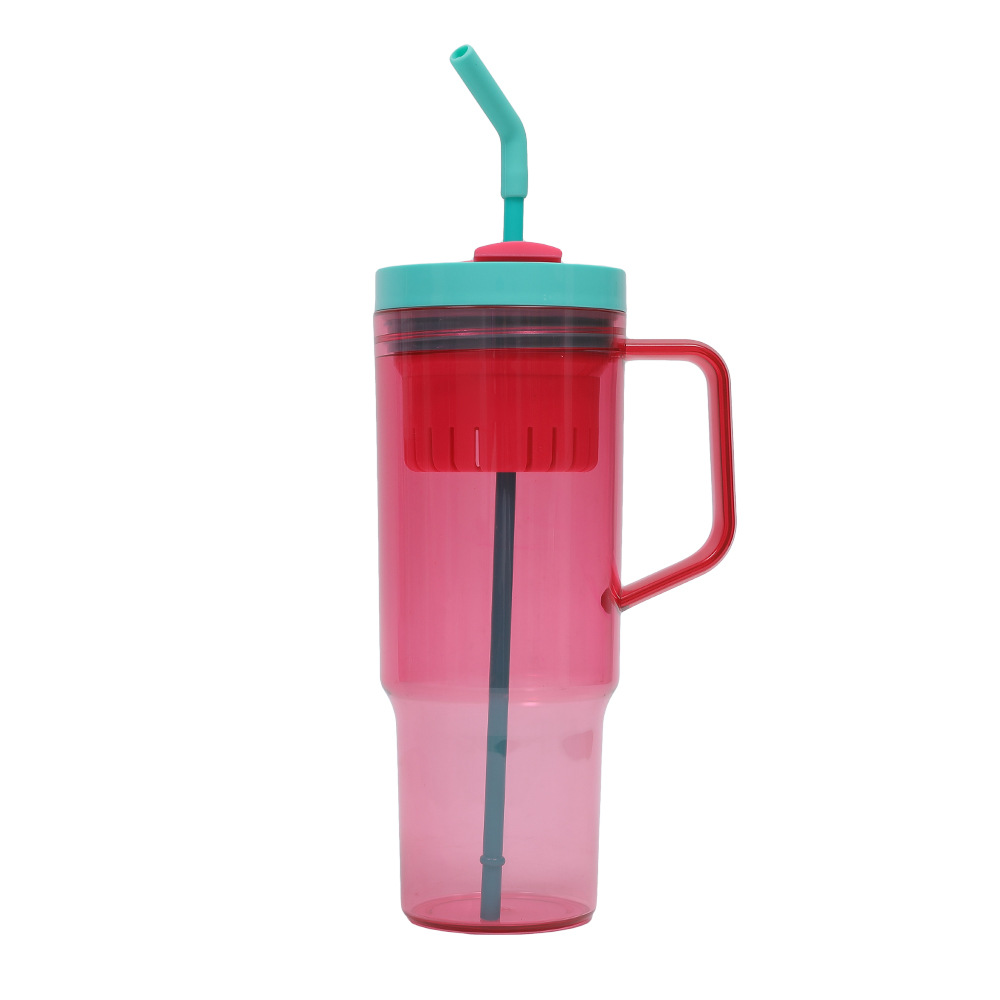 Taza de coche de comercio exterior transfronteriza de 40oz Taza de plástico gigante Juego de tres piezas con pajita Taza de agua de gran capacidad y alto valor