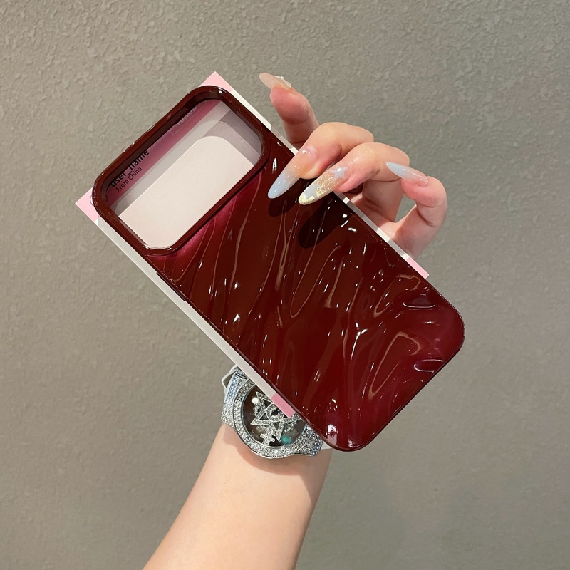 滴油光面褶皱适用iPhone17苹果手机壳16p波光水波纹13暗紫保护套|undefined