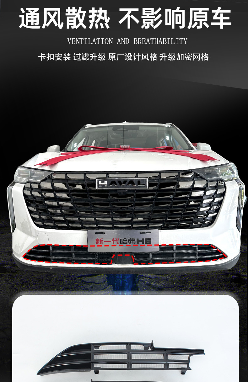 Suitable for 24 models of Great Wall Haval H6, snap-on anti-insect net, radiator dust-proof net, front face protection, modified decorative accessories